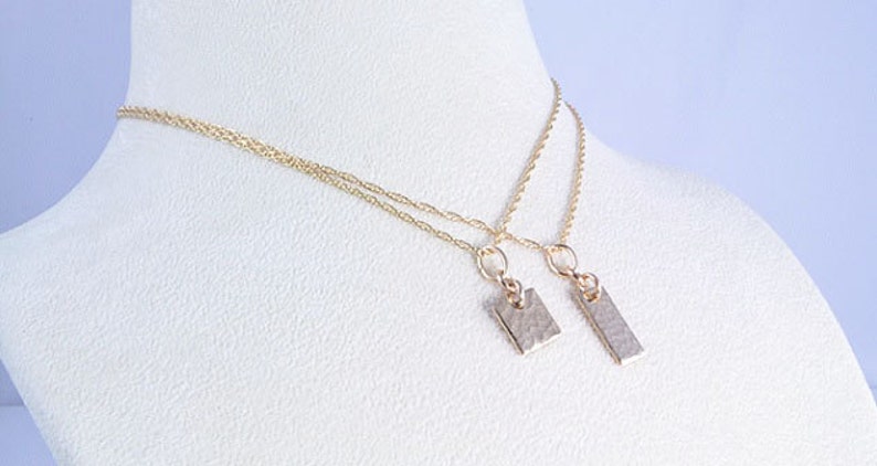 Small Gold Necklace Tiny Hammered Necklace Small Gold Pendant Gold Hammered Necklace Dainty Hammered Pendant Tiny Gold Pendant