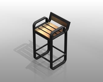 Stool | Chair | DIY | Steel Wood Chair | PDF Plans | Digital Furniture Project | DXF Files