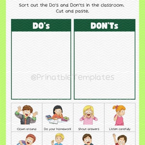 Classroom Rules Cut Out Activity