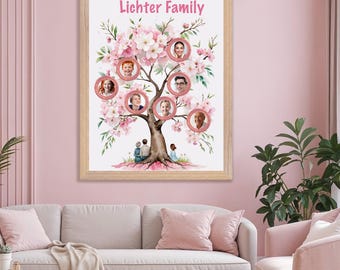 Arte fotográfico personalizado de árbol genealógico: regalo de impresión digital personalizado (aniversario, abuelos)