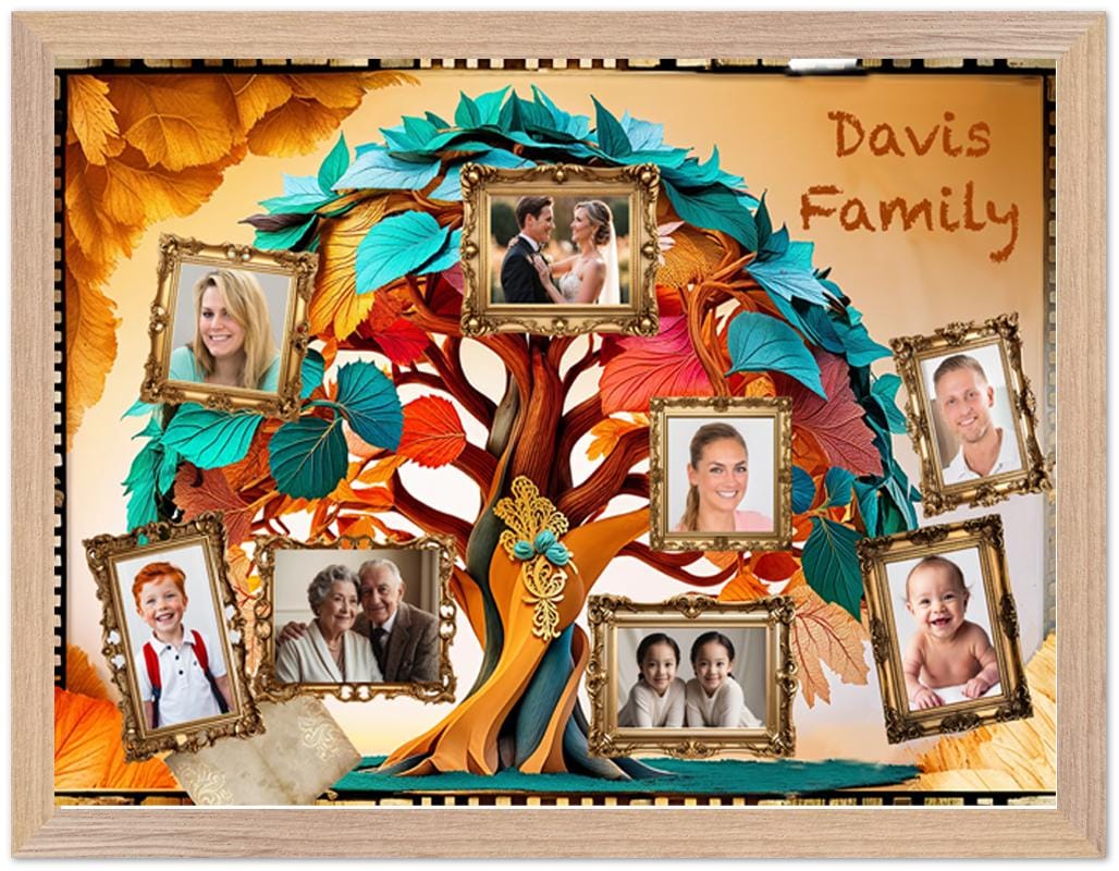 Personalized Family Tree Photo Collage: Vintage Style Wall Art - Etsy
