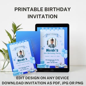 Editable Birthday Invitation Template, Printable Birthday Party Invitations, Digital Bday Party Invite, Boys & Girls Bday Card