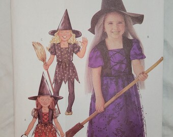 OOP, UNCUT Butterick pattern 3242 Children's and Girls' Witch Costumes