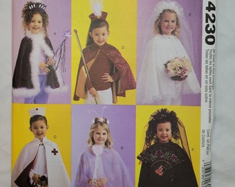 OOP, UNCUT McCall's Costumes 4230 Children's and Girls' Headpieces and Capes (Sizes 3-8)