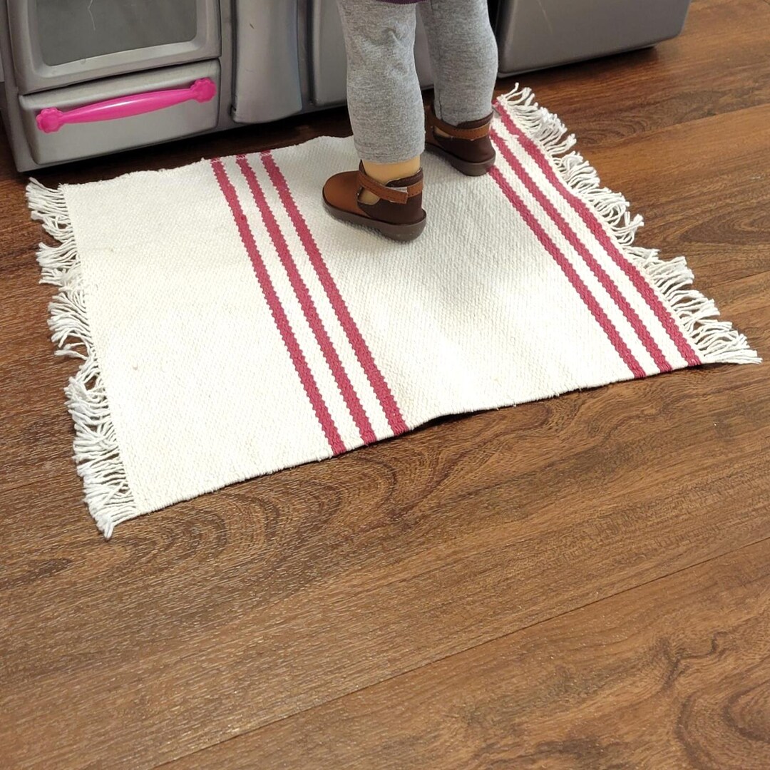 Upcycled Flatwoven Doll Rug for 18 Inch Dolls & Barbie | Miniature Area ...