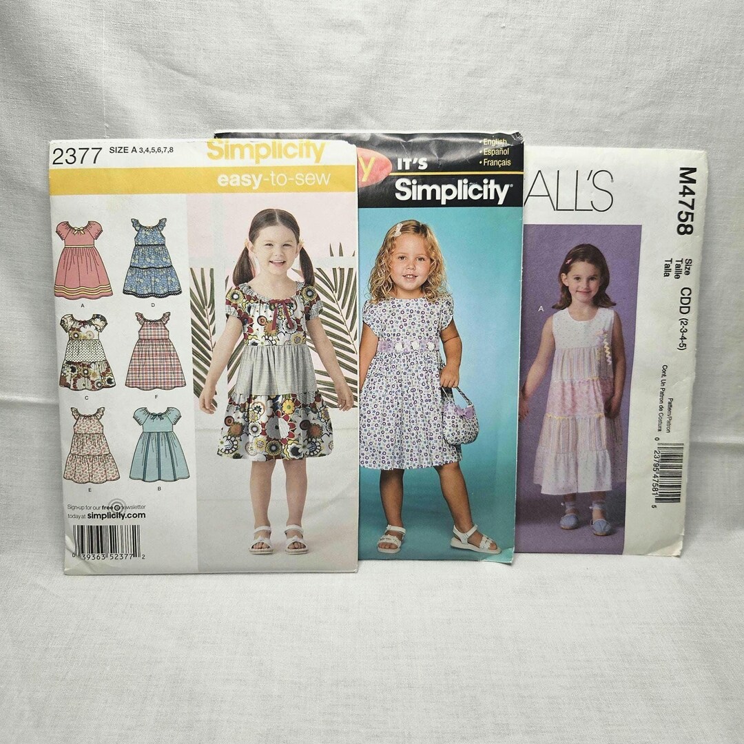 Girls’ Dress Sewing Pattern Bundle: Simplicity 2377, 2688 & Mccall’s ...