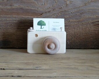 handmade wooden camera business card holder photographer gift