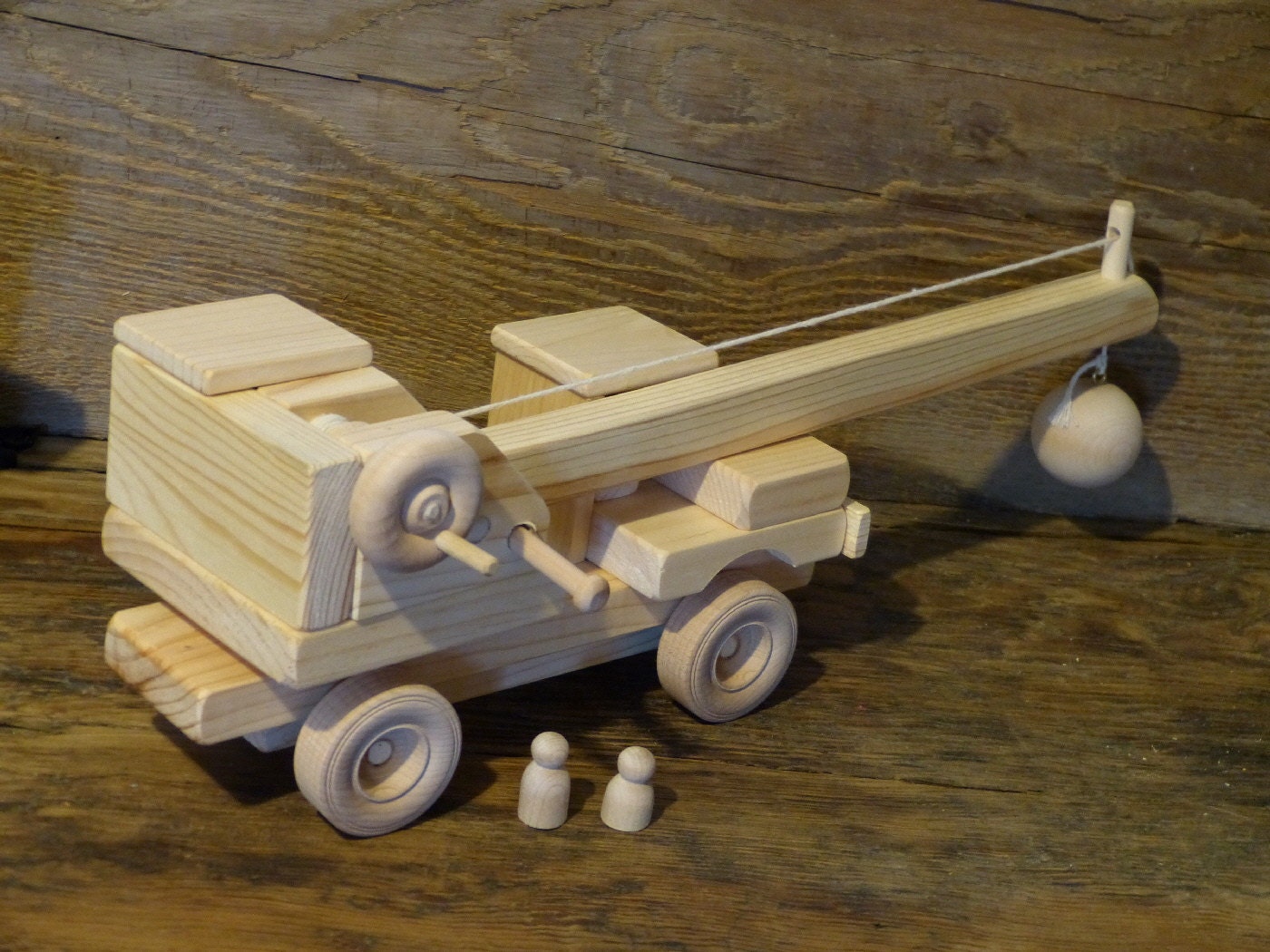 Wrecking Ball Construction Handmade Wood Toy Crane Wooden Toys Etsy