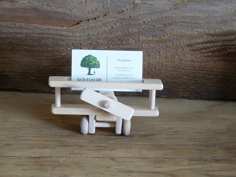 Wooden Bi Plane Business Card Holder Desk Accessories Mens Etsy