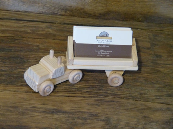 Handmade Wood Truck Business Card Holder Desk Accessories Mens Awesome Fun Geekery Conversation Piece Creative Fathers Day Gift Present