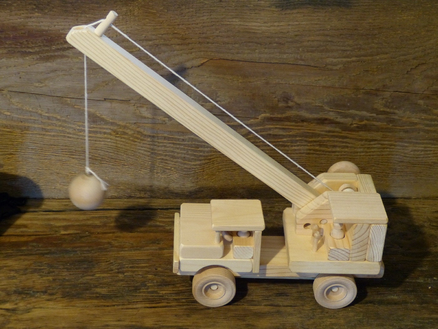 Wrecking Ball Construction Handmade Wood Toy Crane Wooden Toys Etsy
