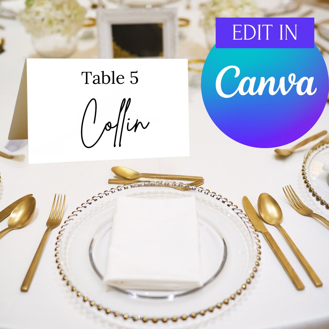 Customizable Wedding Place Card Template | Editable in Canva | DIY ...