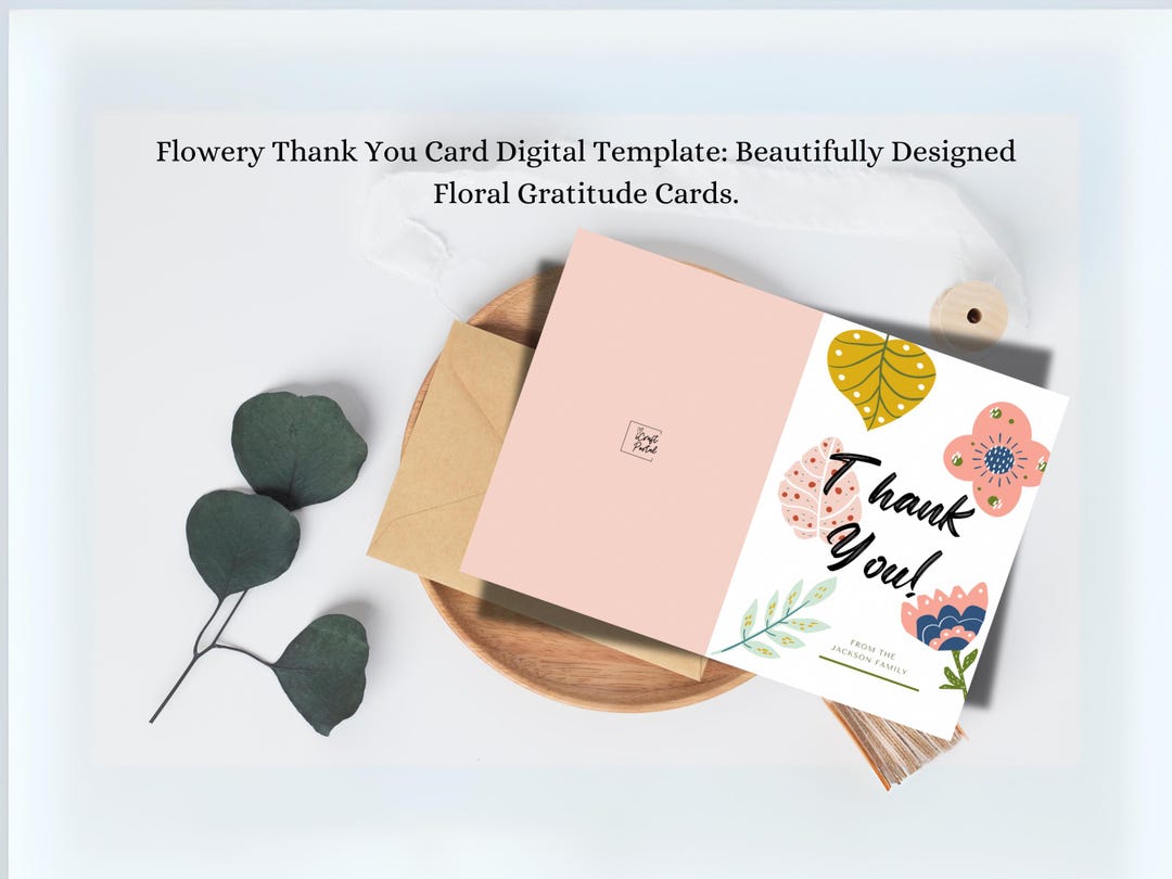 Flowery Thank You Card Digital Template: Beautifully Designed Floral