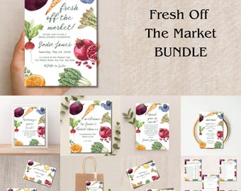 Fresh Off The Market Bridal Shower Bundle Market Theme Bridal Shower Party Templates Editable Wedding Shower Bundle She's Off The Market