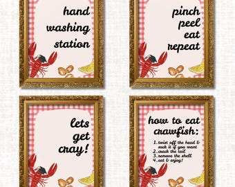 Graduation Party Crawfish Boil Party Signage Seafood Boil Decor Crawfish Party Posters Hand Washing Station Pinch Peel Eat Repeat Grad Party