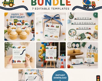 Transportation Birthday Party Bundle Toddler Party Printable Birthday Decorations Party Supplies All In One Themed Party Editable Vehicles