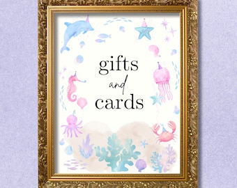 Under The Sea Gifts & Cards Sign Ocean Birthday Girl Toddler Birthday Party Sea Themed Party Custom Sign Editable Digital Download Signage