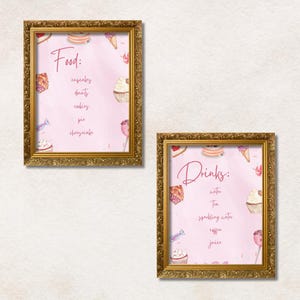 Sweet One First Birthday Signs Nourriture boisson Modèles modifiables Décoration d'anniversaire Fête du premier anniversaire Girl Bundle de décorations de fête