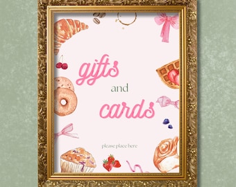 Baby Shower Gifts Sign Bows & Brunch Baby Shower Baby Girl Gifts and Cards Sign Themed Party Custom Sign Editable Digital Download Signage