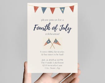 Fourth Of July Weekend Invitation 4th of July Party Invite Holiday Celebration Summer Cookout Invite Editable Digital Download Patriotic