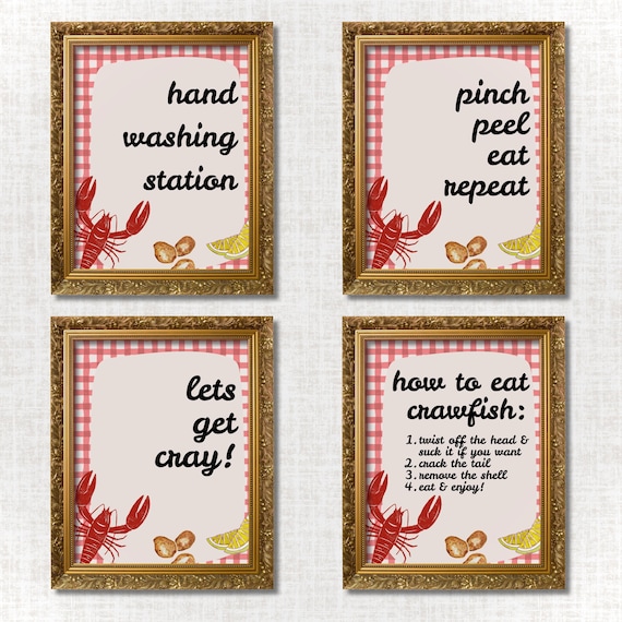 Crawfish Boil Party Signage Editable Seafood Boil Party Decor Crawfish Party Poster Hand Washing Station Pinch Peel Eat Repeat Themed Bundle