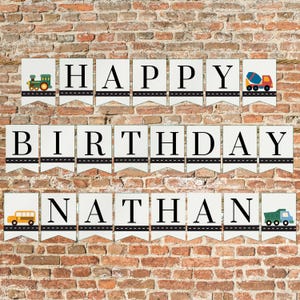 Transportation Birthday Party Banner Printable Vehicle Birthday Printable Party Decorations Toddler Birthday Decor Car Truck Happy Birthday