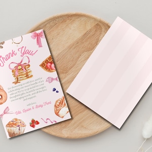 Noeuds de carte de remerciement pour baby shower et brunch Cartes de remerciement pour baby shower de bébé fille Signe personnalisé Modifiable en téléchargement numérique Signalisation pour soirée à thème