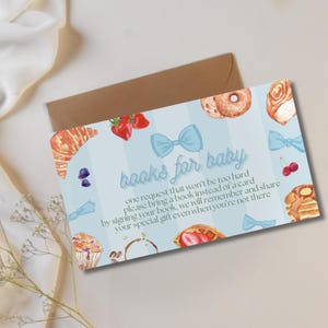 Insertion de livres pour baby shower Nœuds papillon et carton d'invitation à une baby shower pour brunch Carte d'invitation à une baby shower