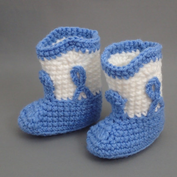 Baby Cowboy Boots, Periwinkle Blue, White, 0-3 Month, Free Shipping, Blue Baby Boots, Farm Baby Shower, Country Baby Gifts, Rodeo Baby Boots