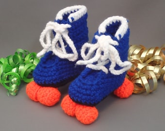 Royal Blue Newborn Baby Roller Derby Skate Booties, Extreme Sports Baby, Recreational Newborn Shoes, Quad Roller Skates, Free Shipping