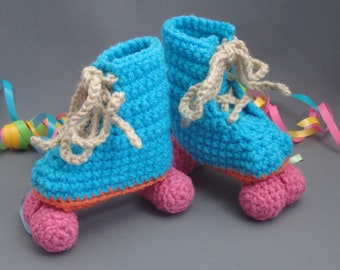 Turquoise Blue Newborn Baby Roller Derby Bootie Skates, Baby Sportswear, Booties for Girls, Blue Baby Shoes, Blue Skates, Free Shipping