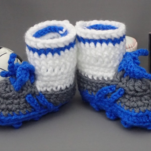 Blue and Gray Newborn Baby Soccer Booties, Track Shoes, Baby Sportwear, Infant Footwear, Baby Marathon, Baby's First Trainer, Free Shipping