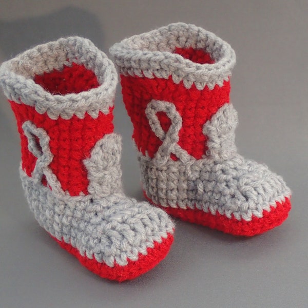 Baby Cowboy Boots, Cardinal Red, Gray, 0-3 Month, Free Shipping, Red Baby Boots, Gray Baby Boots, Country Baby, Rodeo Boots, Southern Baby