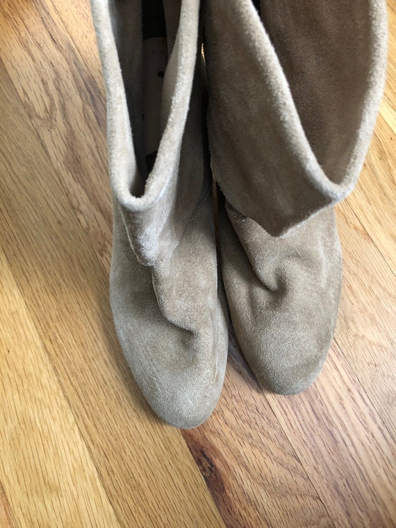Vintage tan suede booties with 2 inch heel - image 4