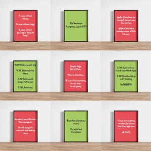 Set of 11 Grinch Christmas Printable Funny Posters Red Green Room Decor Grinchmas Movie Quote Prints Xmas Gift Wall Display Xmas Digital Art