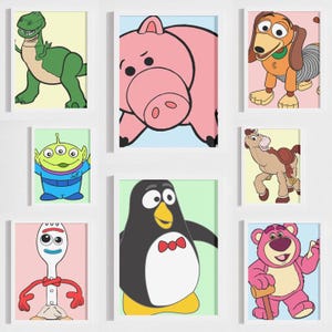 Set of 8 Toy Story Character Printable Posters Child Room Decor Colourful Prints Baby Gift Wall Mix and Match Movie Digital Art