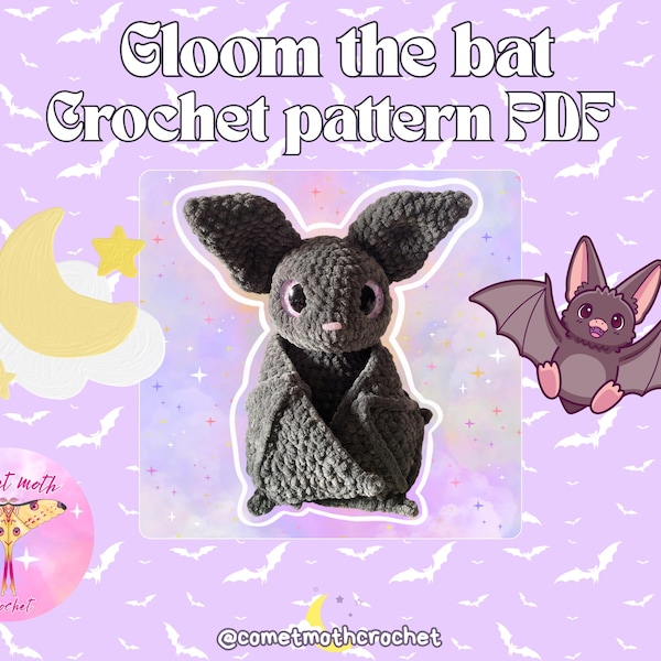 Patrón digital de ganchillo en PDF de Gloom el murciélago