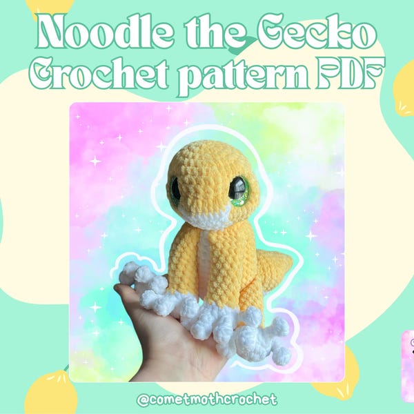 Noodle the Gecko DIGITAL pdf crochet pattern