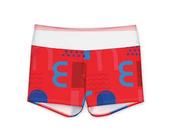 Patriotic Abstract Letters Pattern Yoga Shorts | Women's Polyester