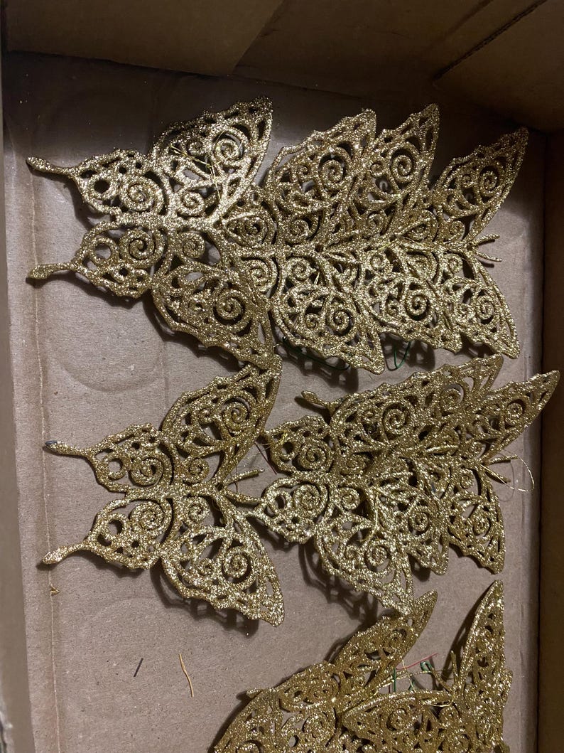 Gold Glittered Butterfly Boxed Orn
