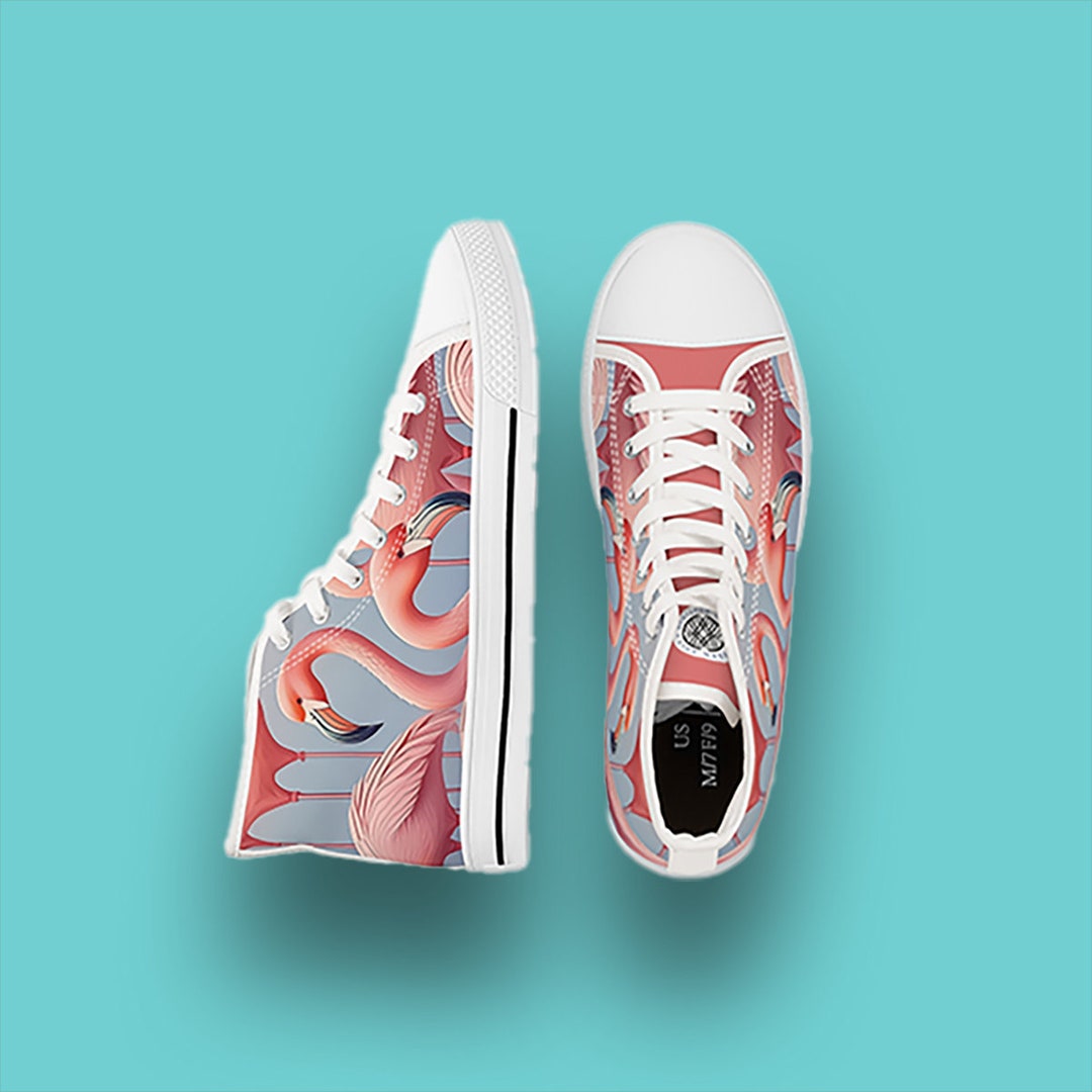 Tropical Flamingo Hawaiian Floral Pattern Print Black Sneaker Shoes For Men Women main image 1