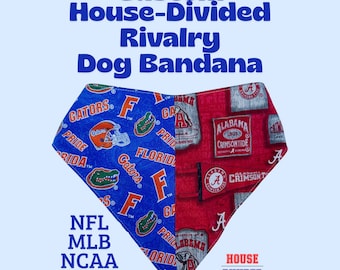 Custom House Divided Dog Bandana - NCAA/NFL/MLB - Scrunchie Style