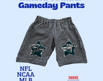 Gameday Pants for Baby and Toddler - Gingham - Barrel Leg - NCAA/NFL/MLB
