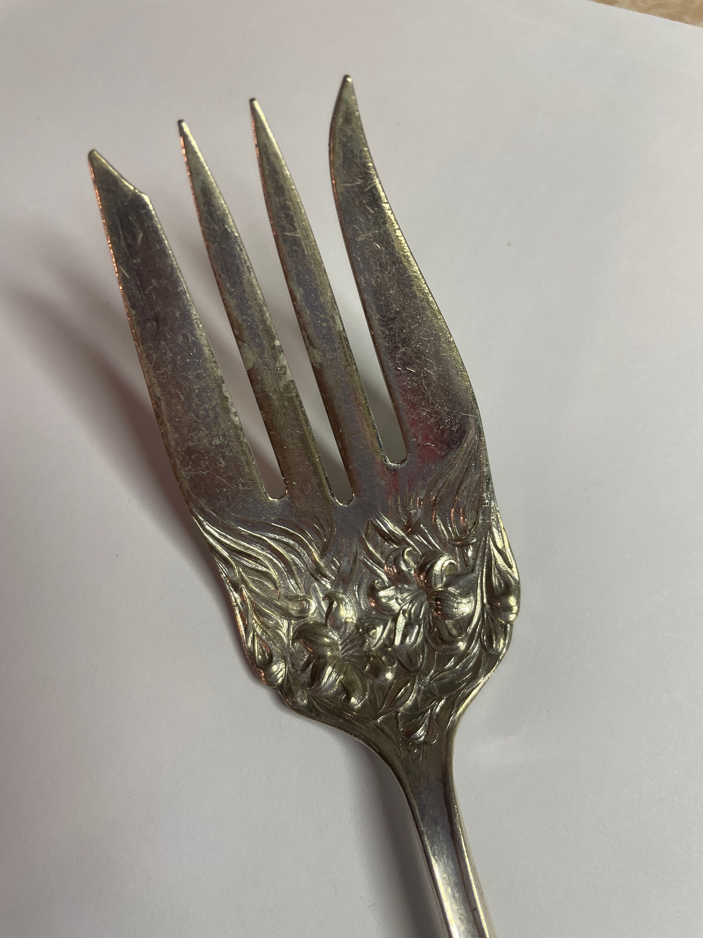 Vintage Stratford Silver Company AX1 Silver Large Serving Fork Etsy