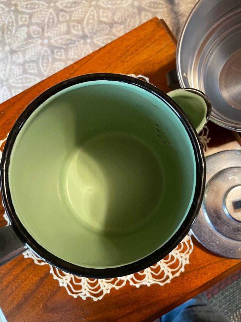 Vintage Green Enamelware Percolator Coffee Pot Etsy