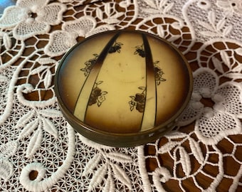 Vintage brass jewelry trinket round box