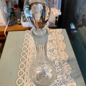 Vintage crystal wine decanter etched