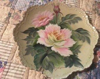 Antique/vintage Roses Unique Lefton Porcelain Plate Ruffled