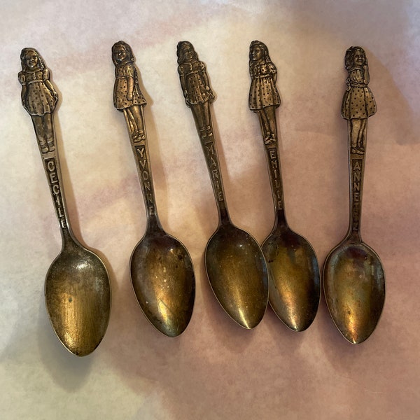 Carlton silver plate, collectible, spoon set DIonne quintuplets.