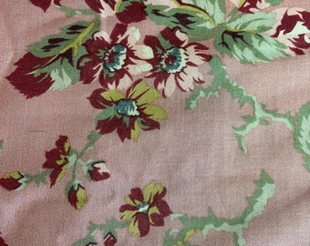 Pink rose floral cotton fabric 5 yds Karen Jaarrar